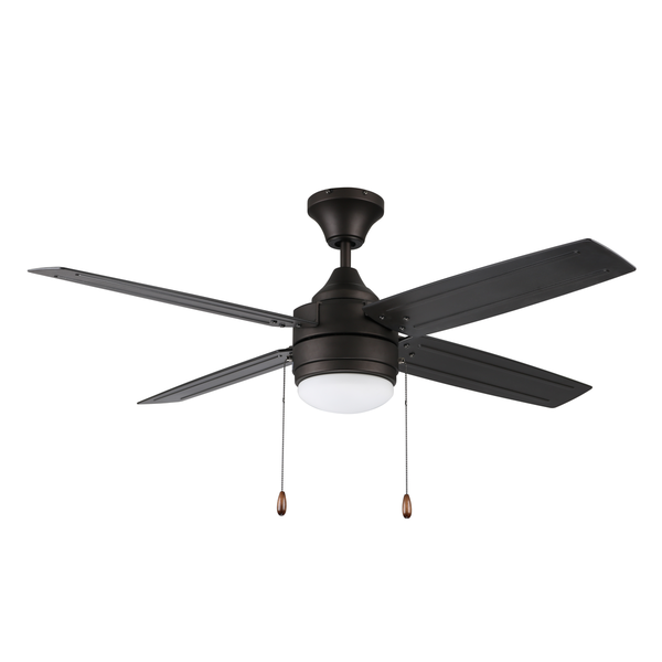 Litex Industries 52” Bronze Finish Ceiling Fan Includes Blades and LED Light Kit AK52EB4L